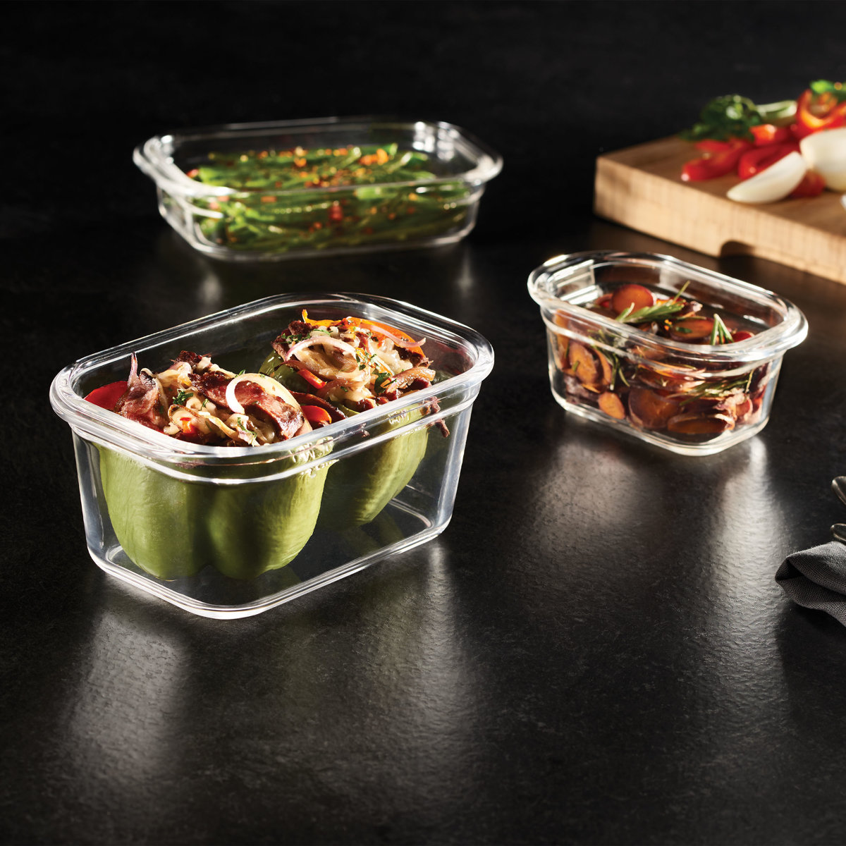 Rubbermaid Brilliance Glass Food Storage Containers with Lids, 4.7 Cup, 3 Pack (6 Pieces Total)